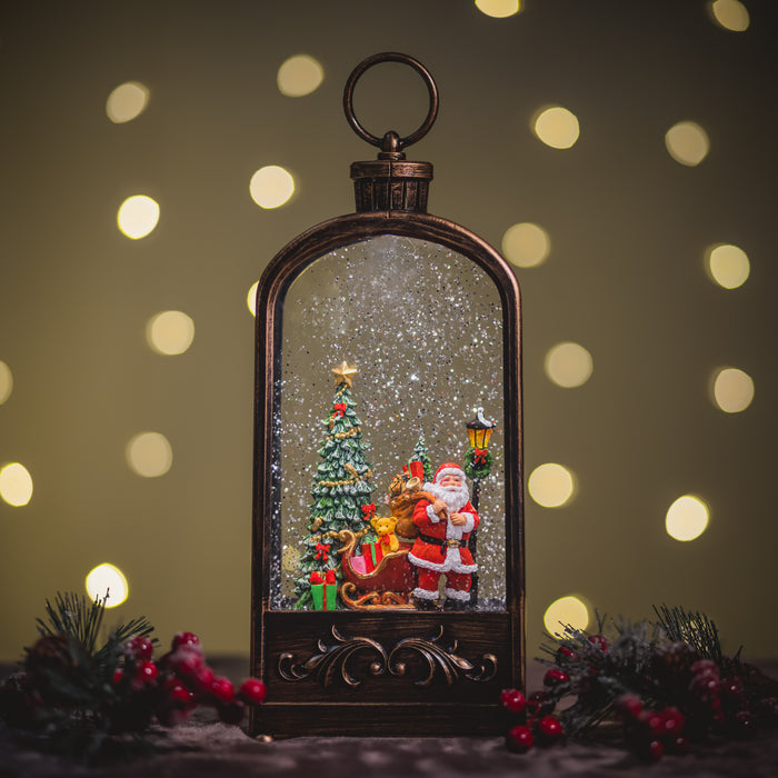 Christmas Snowing Malibu Lantern - Santa
