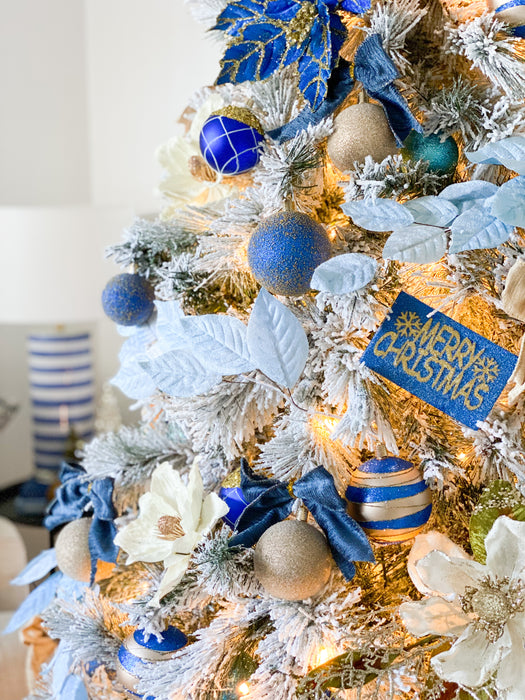 Christmas Baubles Decoration Set Blue & White (32pc)