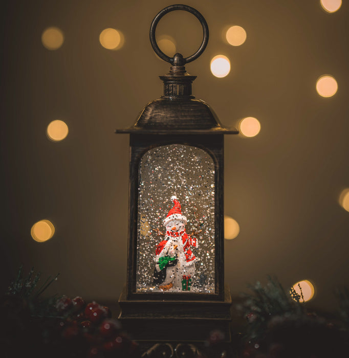 Christmas Snowing Malta Lantern Small - Snowman