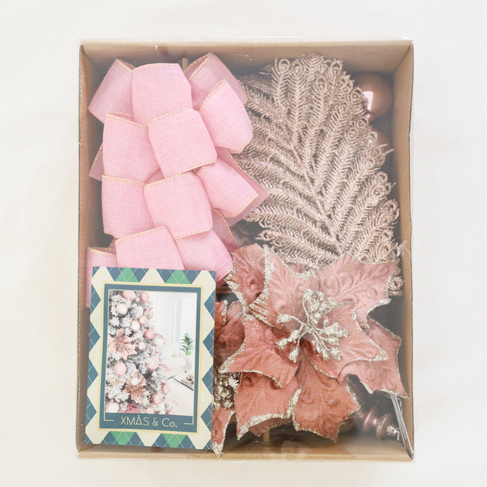 Christmas Baubles Decoration Set Blush Pink & Gold (28pc)