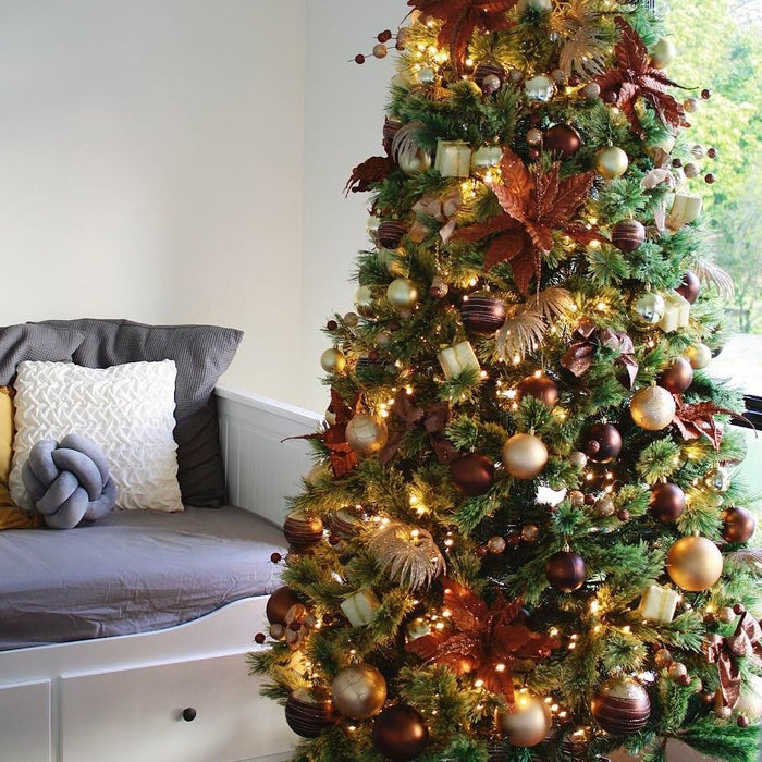 Christmas Baubles Decoration Set Copper Bronze & Gold (28 pc)