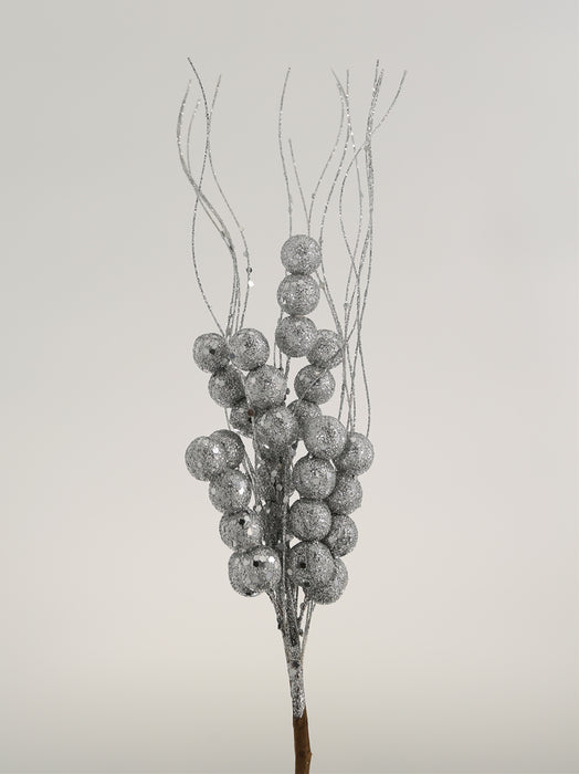 3pcs Glitter Berry Spike Silver