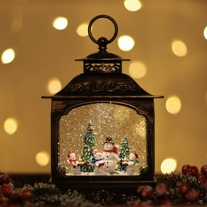 Christmas Snowing French Lantern - Snowmen
