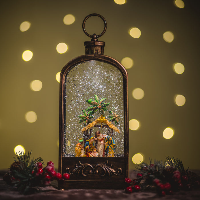 Christmas Snowing Malibu Lantern - Nativity