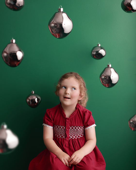 Anthracite organic glass baubles styled in a festive Christmas scene