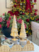 Illuminated mercury glass Christmas trees in two coordinating designs and sizes