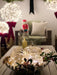 Mercury glass onion ornaments glowing in a festive table centrepiece
