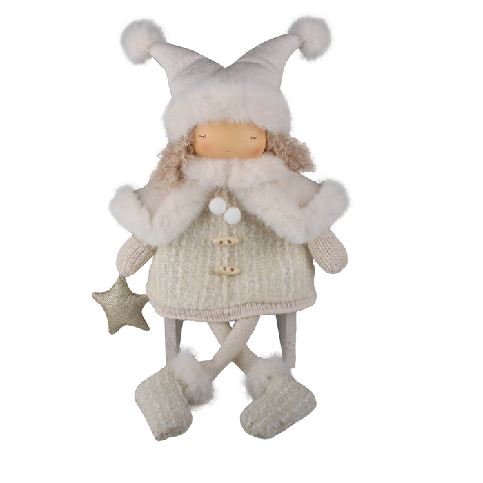 54cm White Coat Girl Dangling Leg Doll w/ Star