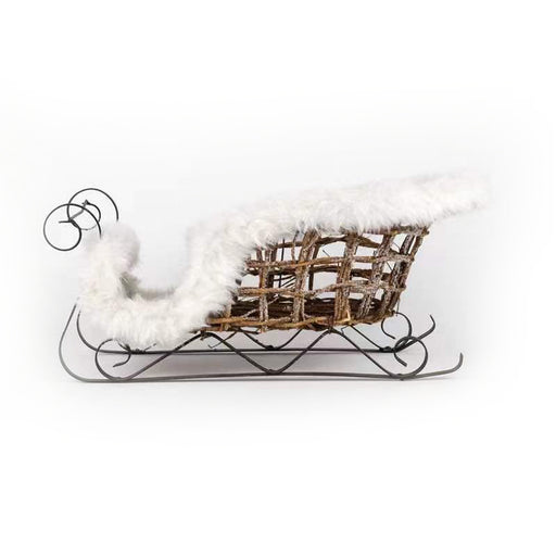 Metal Frame Sledge with White Fur Trim 