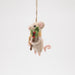 Felt hanging mouse with beige scarf and berry branch – left angle