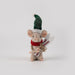 Felt mouse with skis, green hat and red scarf – front view