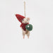 Felt hanging mouse in red holding a green mushroom – front view