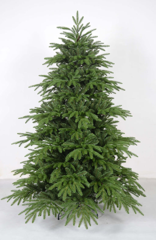 210cm pre-lit hinged Christmas tree with warm white fairy lights – full view
