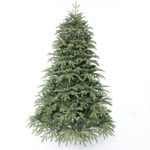 210cm pre-lit hinged Christmas tree with warm white fairy lights – detail view