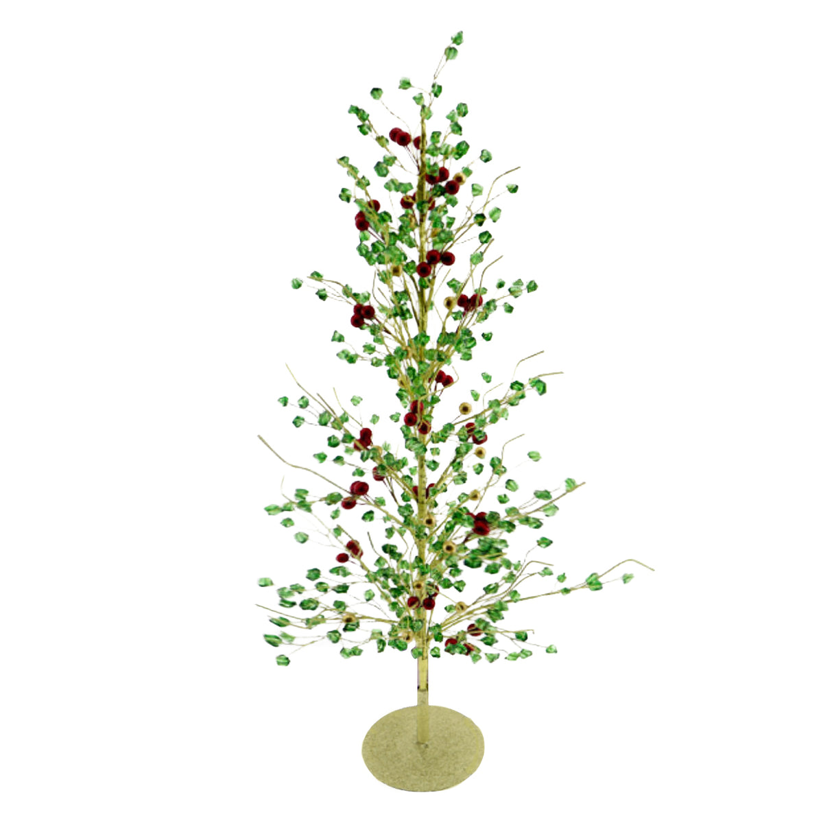 Metal Base Crystal Tree with Green and Red — Xmas & Co.