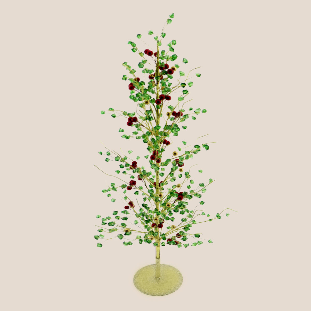 Metal Base Crystal Tree with Green and Red — Xmas & Co.