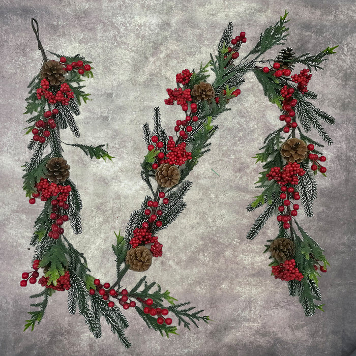 180cm Pine Needle Garland with Berries