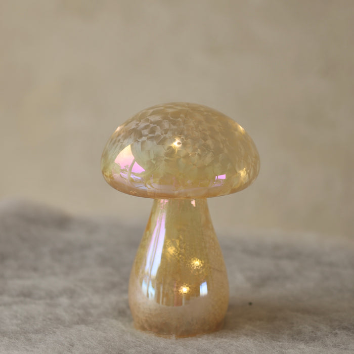16cm LED Glass Mushroom w/ Cream