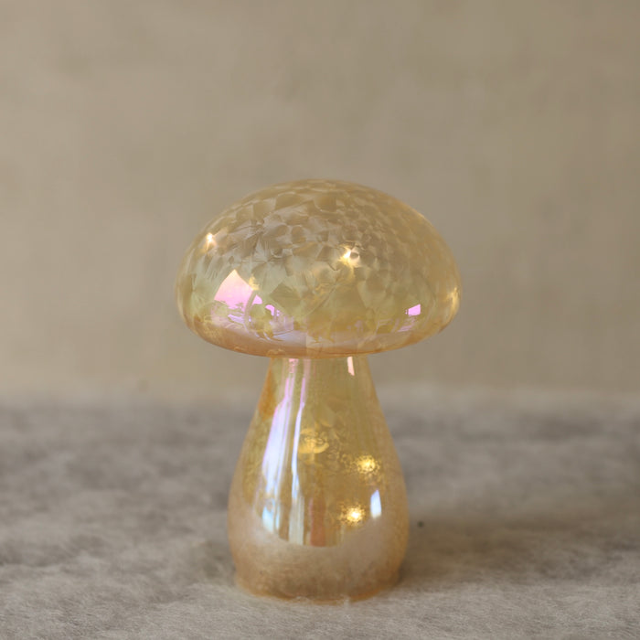16cm LED Glass Mushroom w/ Cream