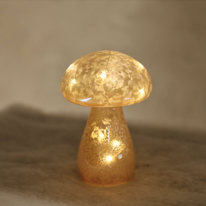 16cm LED Glass Mushroom w/ Cream
