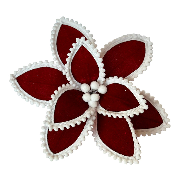 3pc Red Poinsettia with White Trim