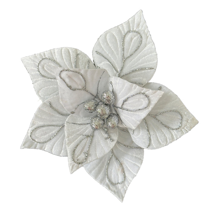 3pc White Poinsettia Clip Flower