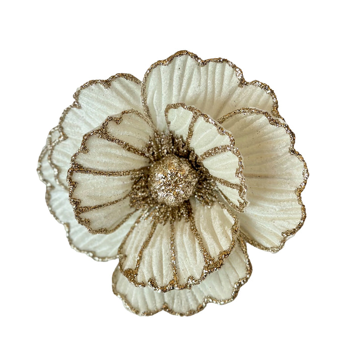 3pc White Poppy Clip Flower