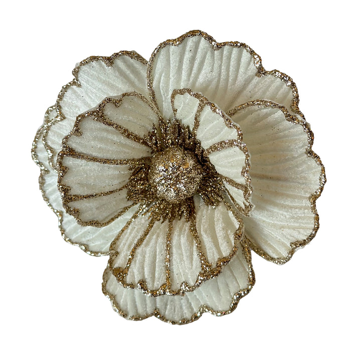 3pc White Poppy Clip Flower