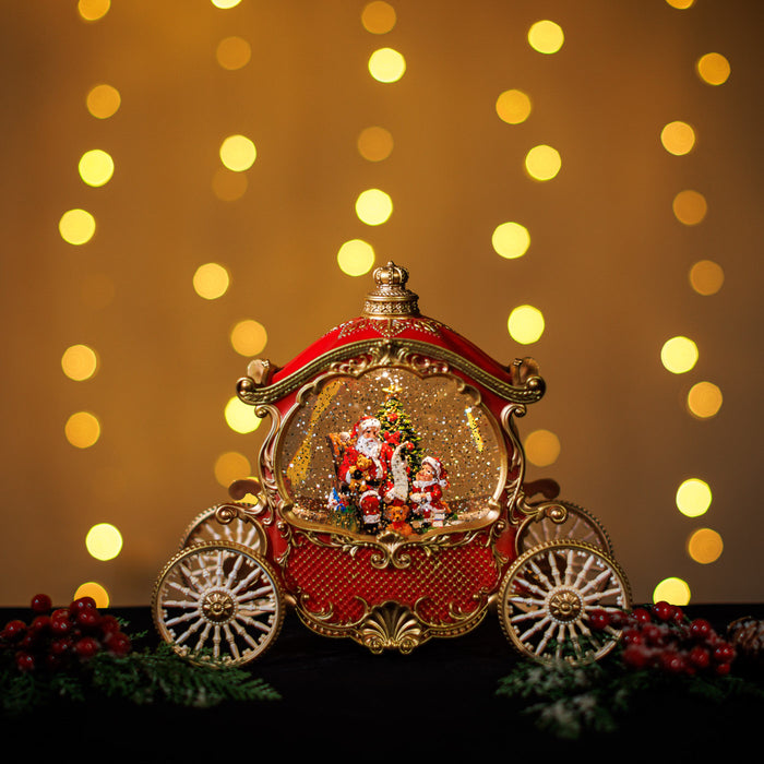 Snowing Red Carriage w/ Santa