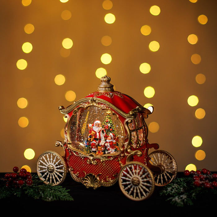 Snowing Red Carriage w/ Santa