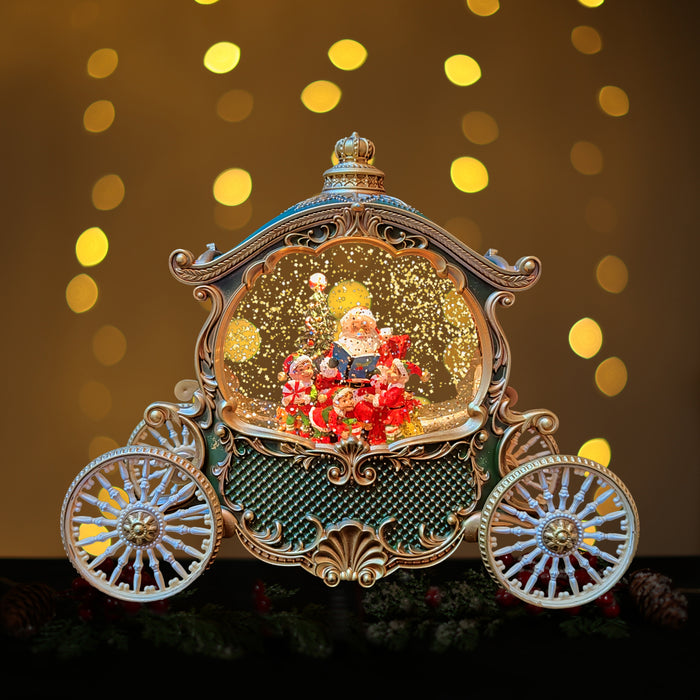 Snowing Green Carriage w/ Santa