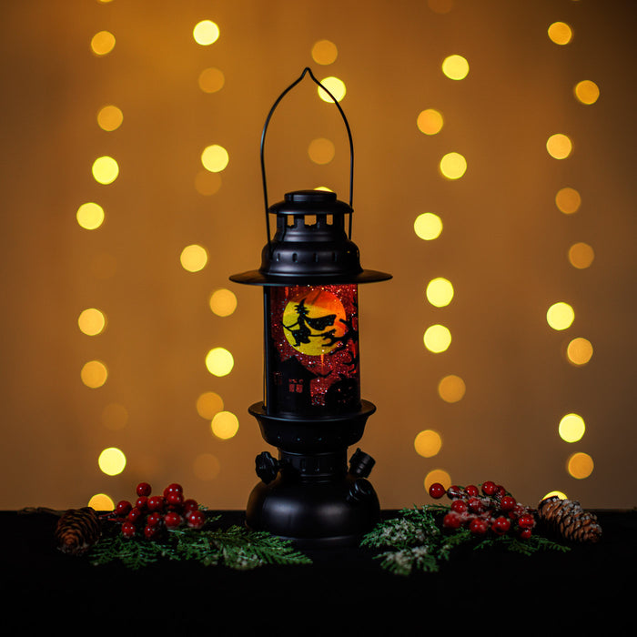 Smoky Halloween Lantern with Moon and Witch