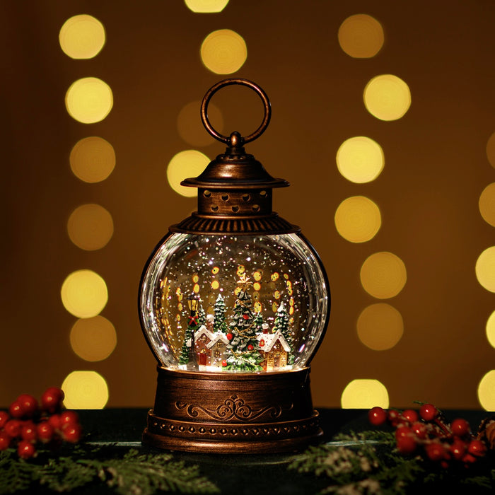Snowing Globe Lantern w/Xmas Village