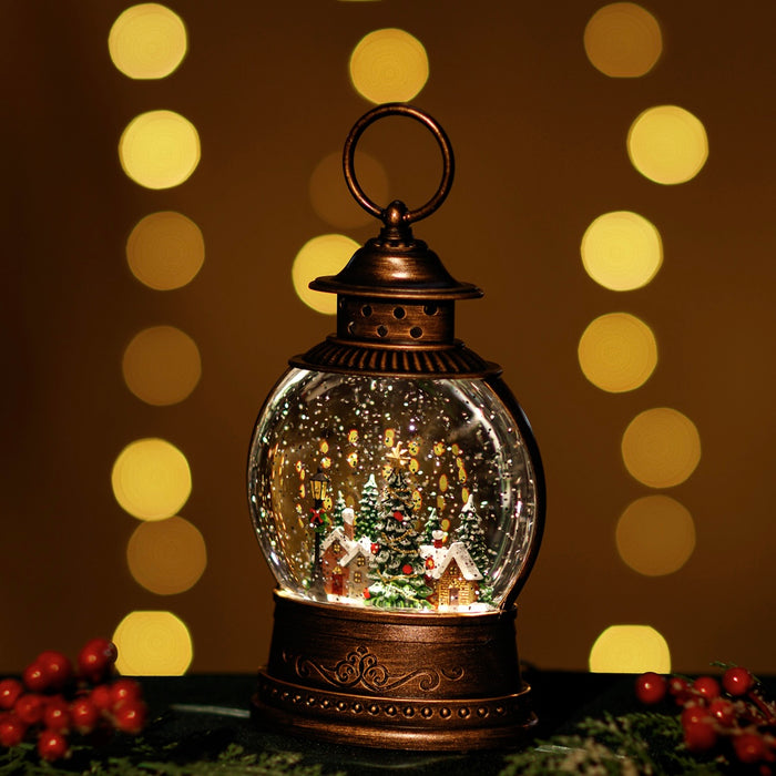 Snowing Globe Lantern w/Xmas Village