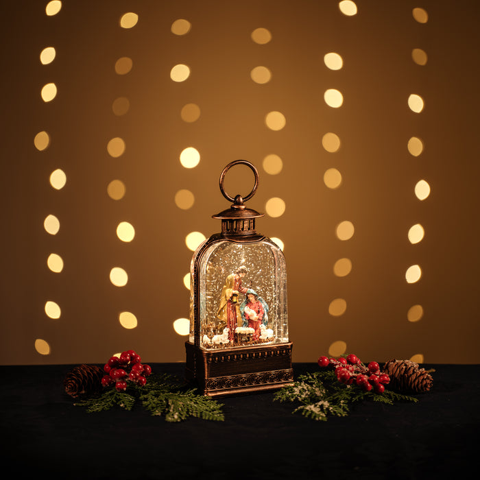 Snowing Bristol Lantern w/ Nativity