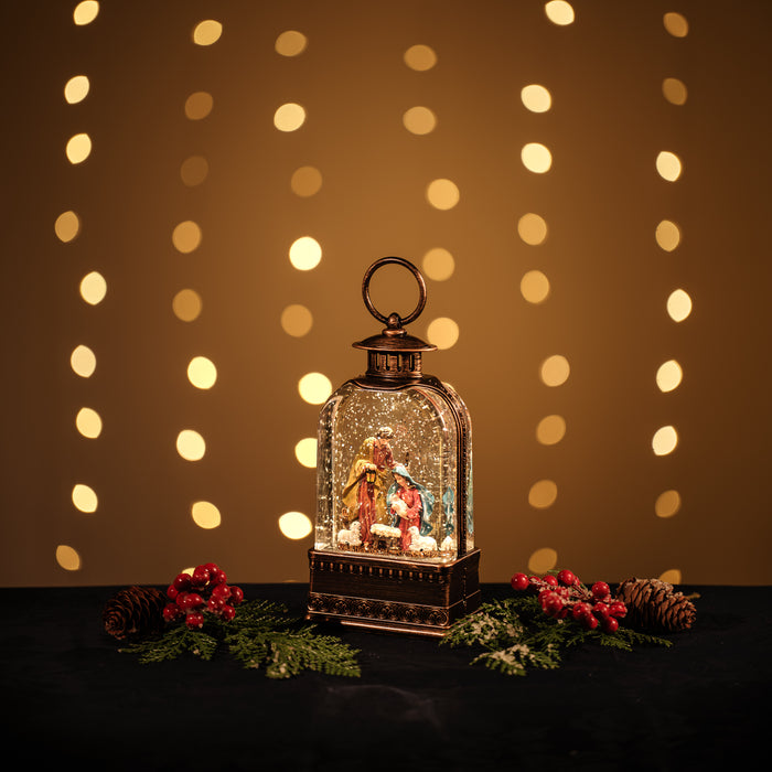 Snowing Bristol Lantern w/ Nativity