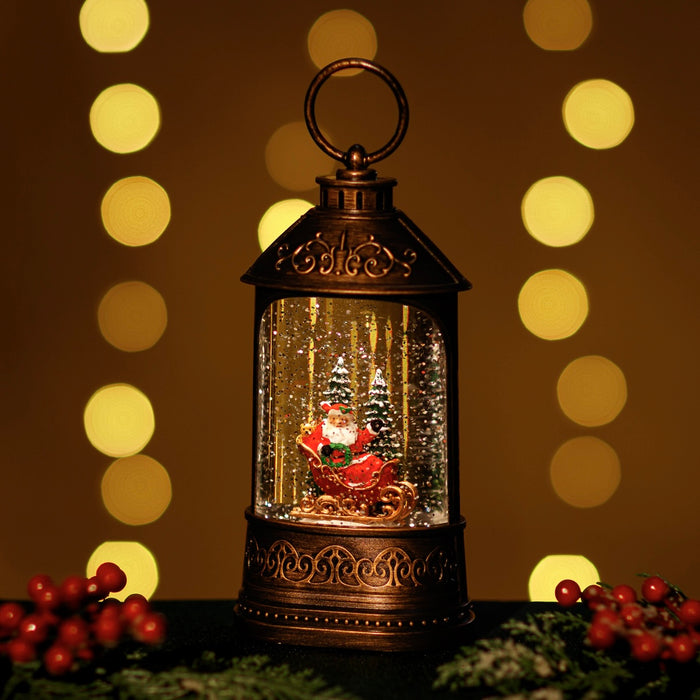 Snowing Provincial Lantern w/ Santa