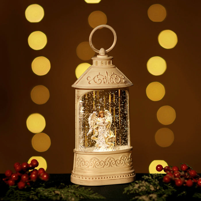 Snowing Provincial Lantern w/ Santa