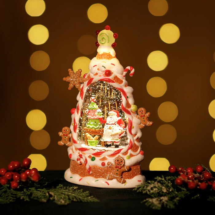 Snowing Gingerbread Tree w/ Santa