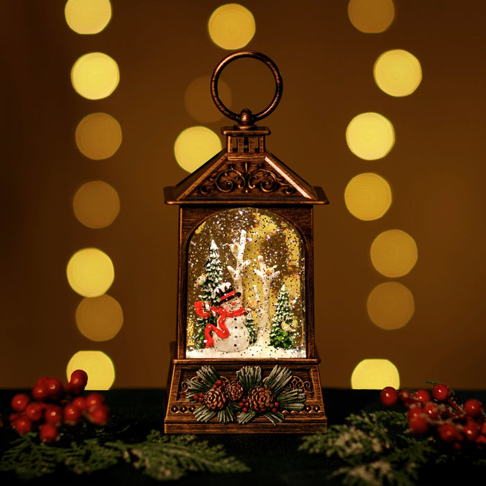 Medium Malta Lantern w/ Snowman