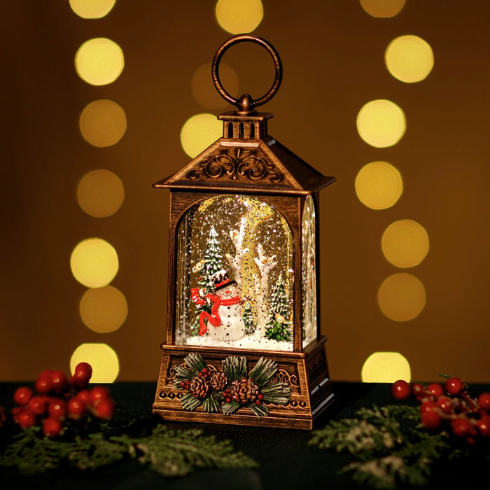 Medium Malta Lantern w/ Snowman