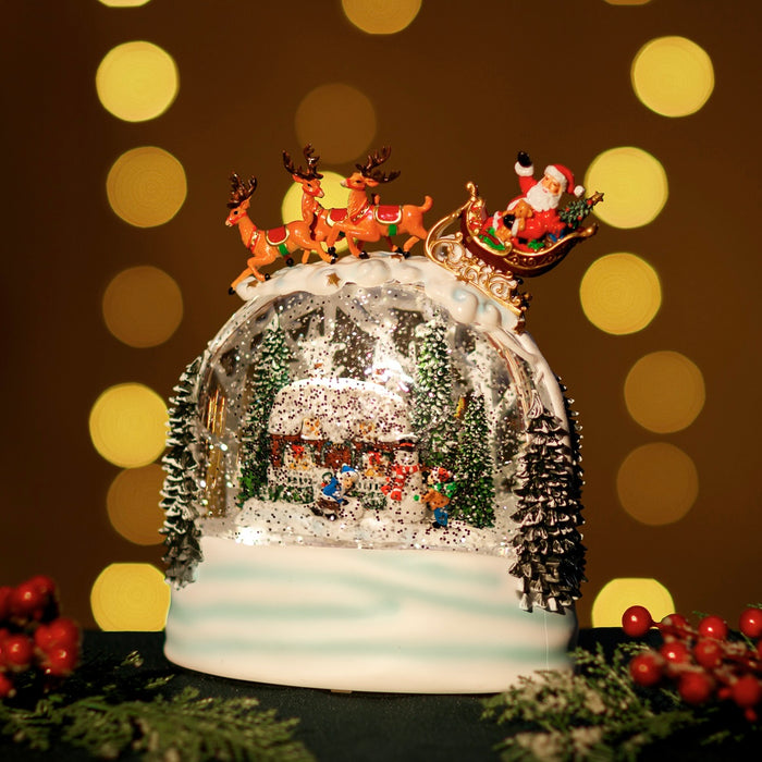 Snowing Globe w/ Santa Sledge and Xmas Village
