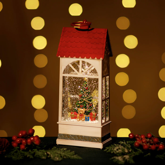 Snowing House Lantern w/ Xmas Tree