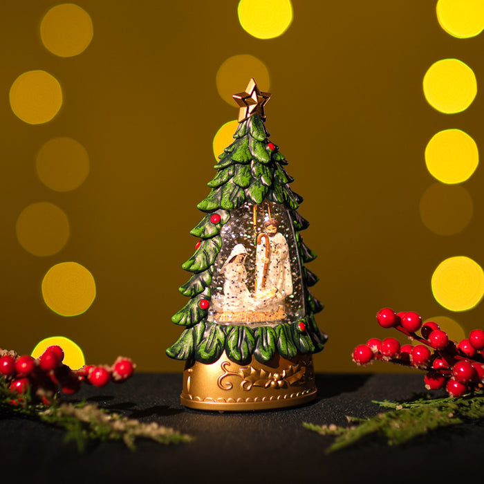 Snowing Petite Xmas Tree / Nativity