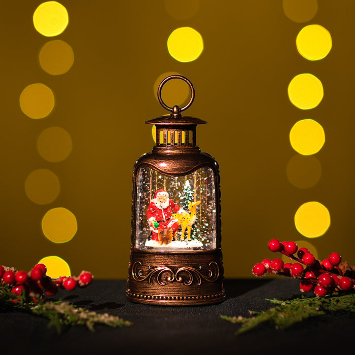 Snowing Petite Bruges Lantern / Santa
