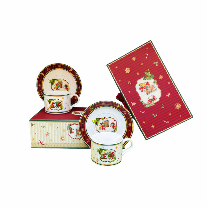 Xmas Gift Box Teacup & Saucer Set of 2 w/ The Night Before