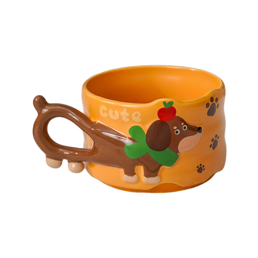 Happy Sausage dog mug – mango yellow