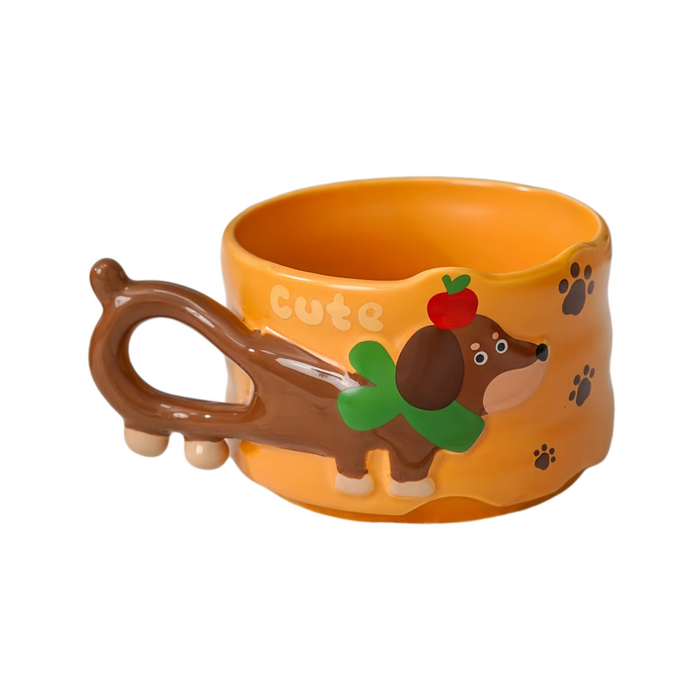 Happy Sausage dog mug – mango yellow