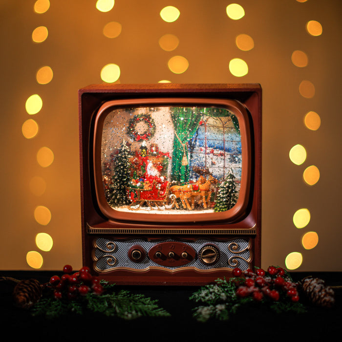 Snowing TV w/ Santa Sleigh