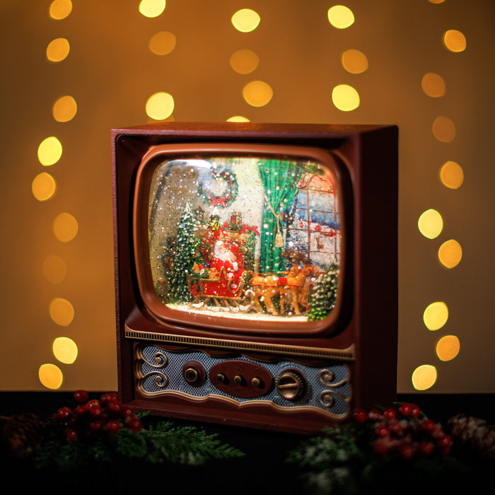 Snowing TV w/ Santa Sleigh